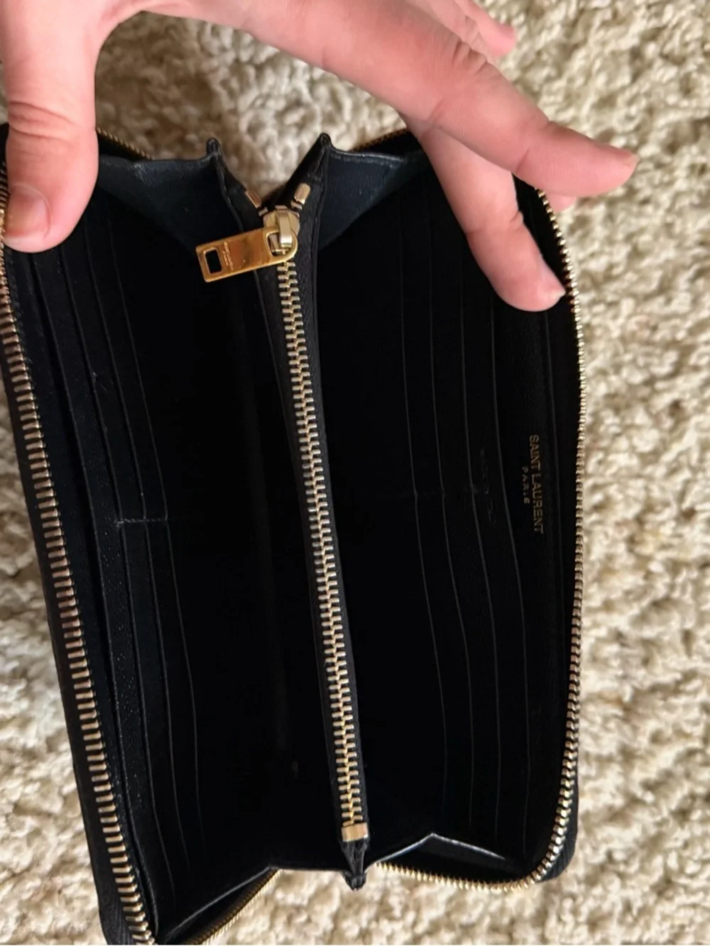 Saint Laurent Monogram Matelasse Leather Zip-Around Wallet